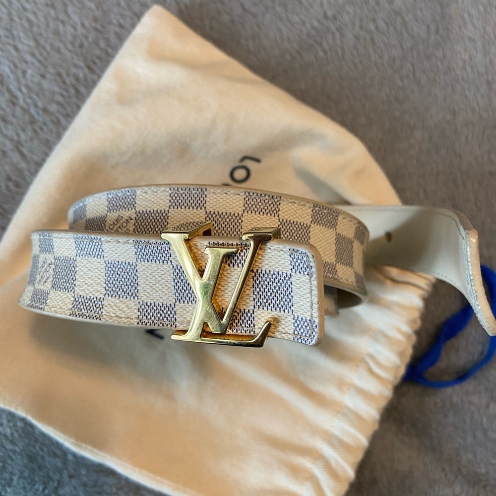 Louis Vuitton Damier Azur White and Gold Women's Belt